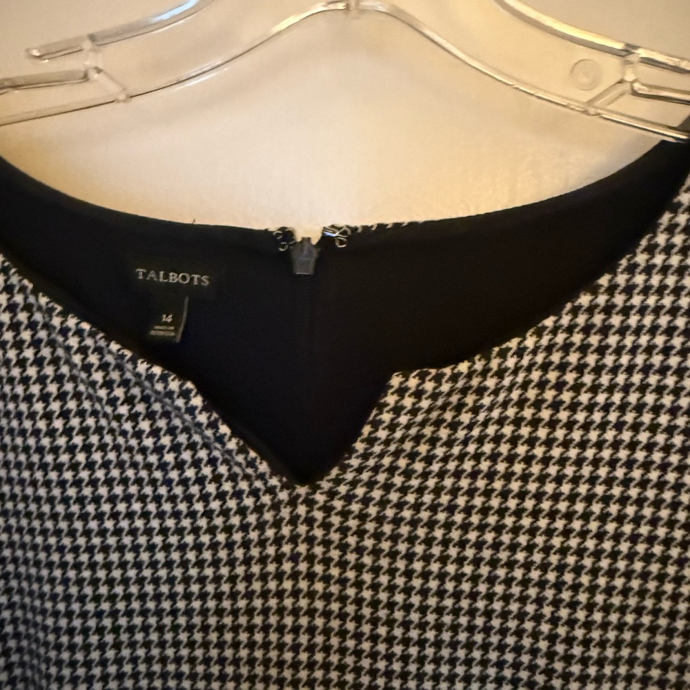 Talbots Classic Navy and White Houndstooth Dress